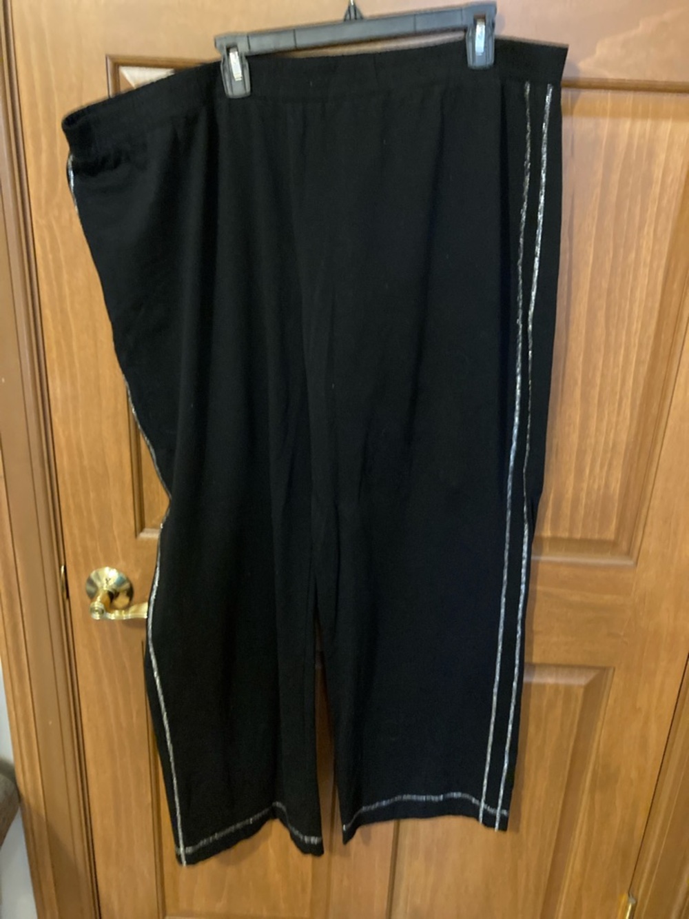 Joan Boyce Black Track Pants with Silver Stripe